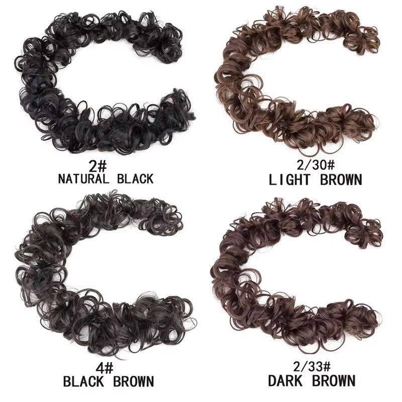 Synthetic Messy Scrunchies Elastic Hair Band Women'S Wavy Hair Buns Long DIY Chignon Black Brown Buns Hairpiece for Women