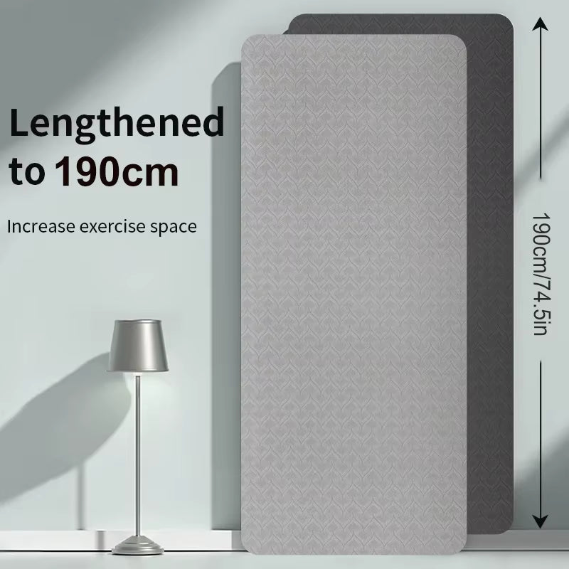 190CM Non Slip Yoga Mat Durable Gym Fitness Mat Tasteless TPE Exercise Mat for Home Stretching Floor Workout Pilates Women & Men