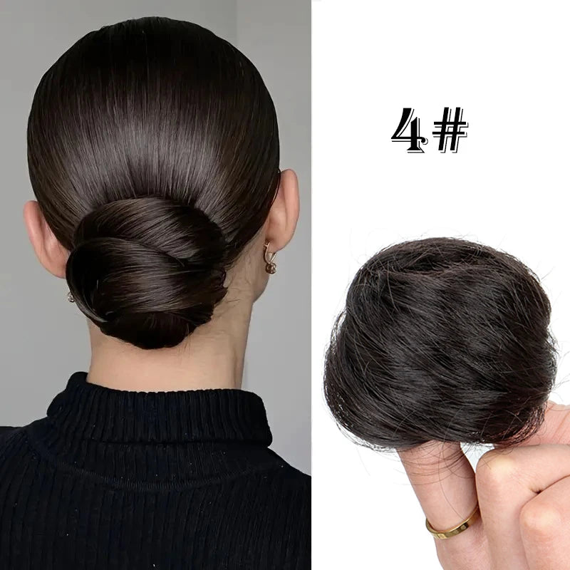 Synthetic Messy Dount Hair Buns Updo Chignon with Elastic Hair Exension for Women Daily Lazy Hair Accessories