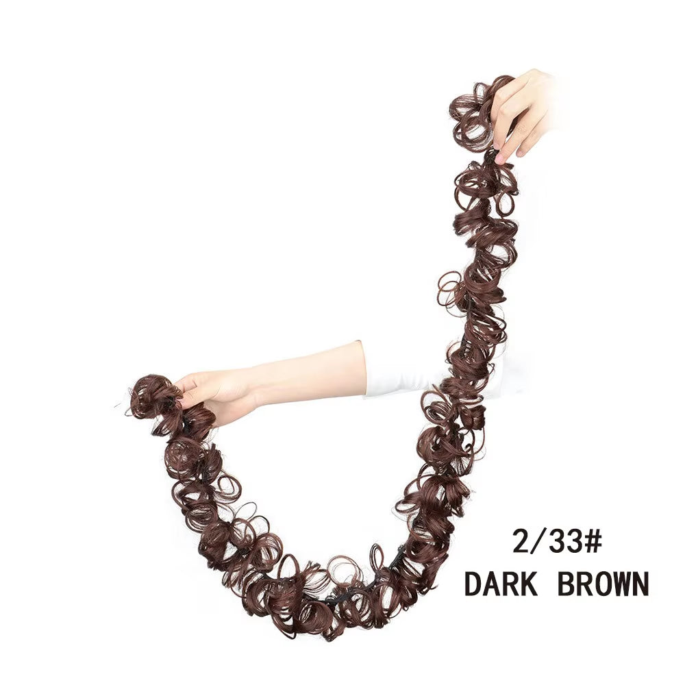 Synthetic Messy Scrunchies Elastic Hair Band Women'S Wavy Hair Buns Long DIY Chignon Black Brown Buns Hairpiece for Women