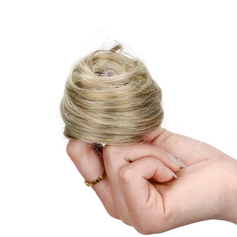 Synthetic Elastic Messy Bun Hairpieces Curly Scrunchie Black Blonde Brown Chignon Band Updo Donut for Women Fake Hair