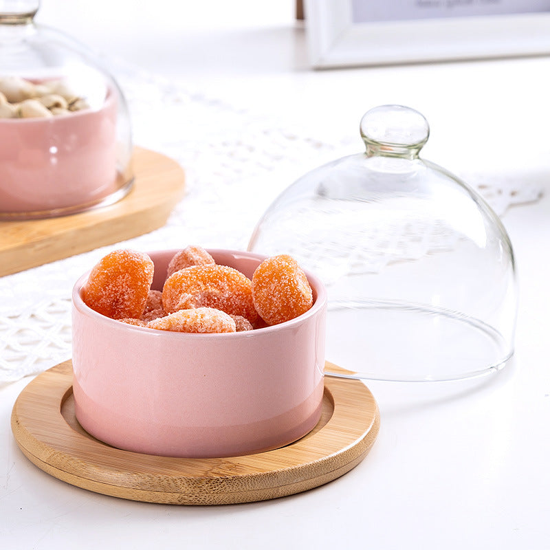 Ceramic Fruit Bowl With Lid Dessert Bowl Cake Baking Bowl Pudding Cup Ice Cream Cup