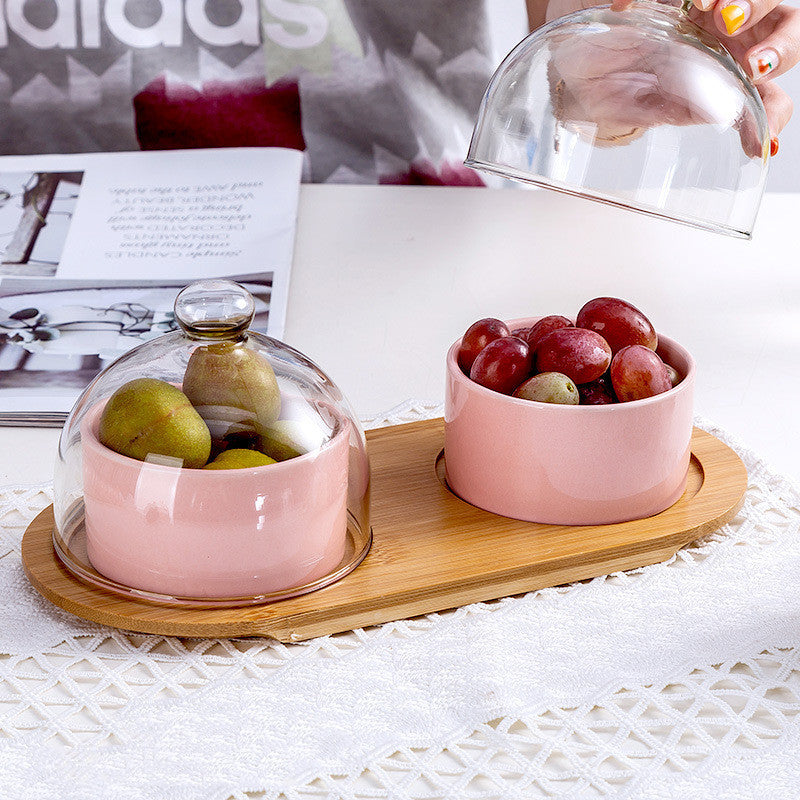 Ceramic Fruit Bowl With Lid Dessert Bowl Cake Baking Bowl Pudding Cup Ice Cream Cup