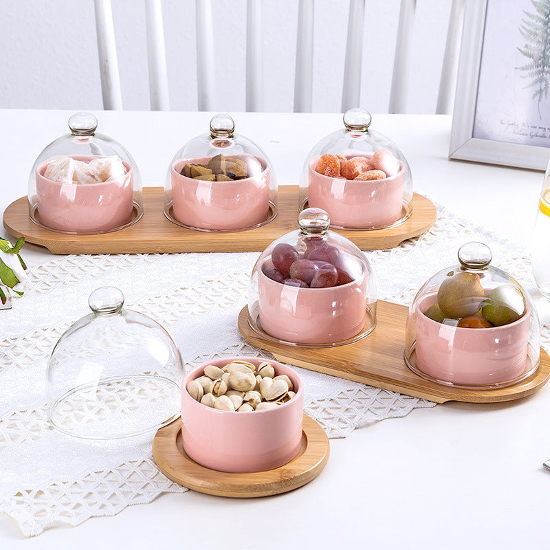 Ceramic Fruit Bowl With Lid Dessert Bowl Cake Baking Bowl Pudding Cup Ice Cream Cup
