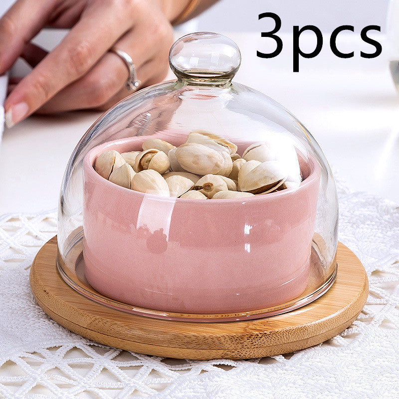 Ceramic Fruit Bowl With Lid Dessert Bowl Cake Baking Bowl Pudding Cup Ice Cream Cup
