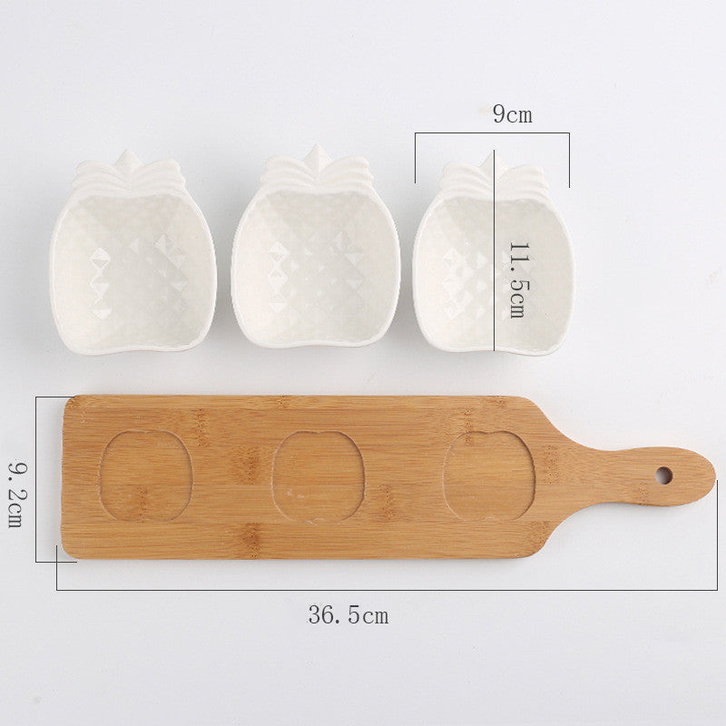 Afternoon Tea Dessert Plate Three-Piece Set With Tray Dried Fruit Baking Baking Bowl Fruit Plate Dipping Plate Sushi Dessert Plate