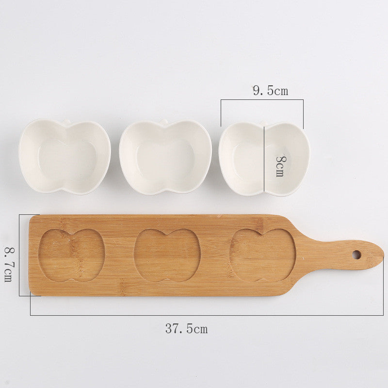 Afternoon Tea Dessert Plate Three-Piece Set With Tray Dried Fruit Baking Baking Bowl Fruit Plate Dipping Plate Sushi Dessert Plate