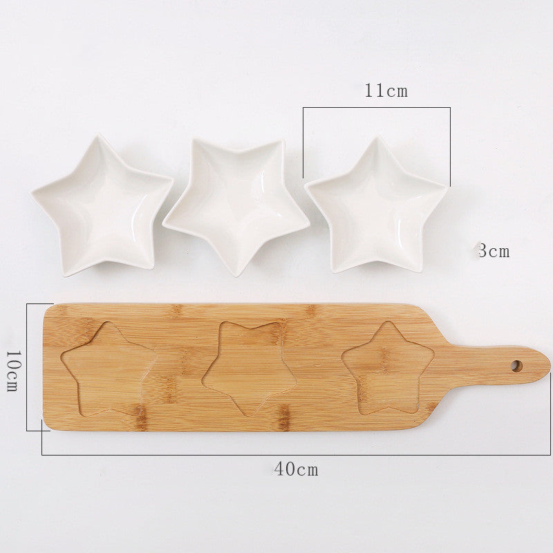 Afternoon Tea Dessert Plate Three-Piece Set With Tray Dried Fruit Baking Baking Bowl Fruit Plate Dipping Plate Sushi Dessert Plate