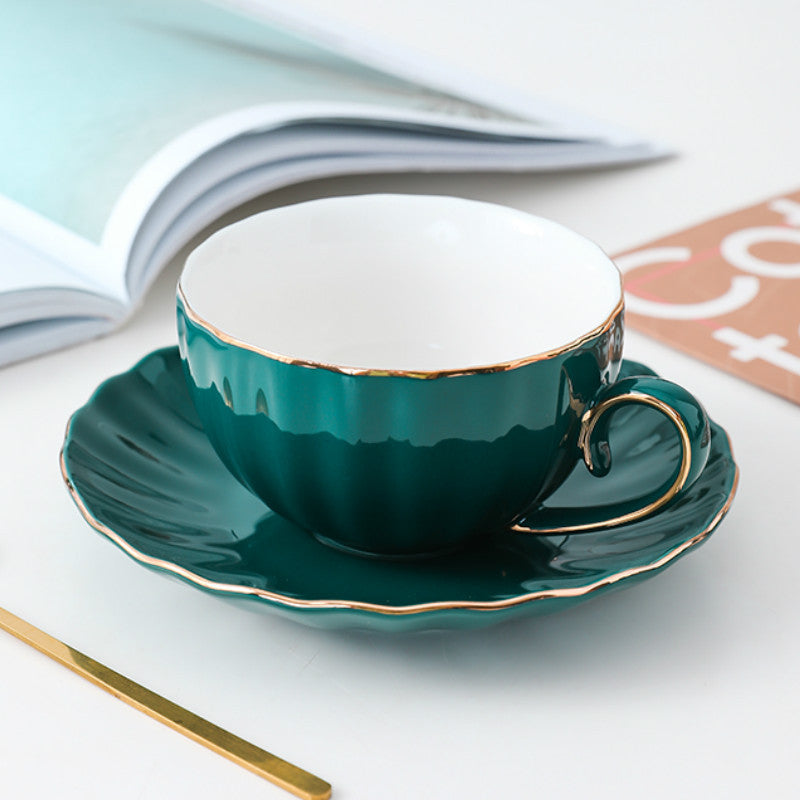 Multicolor Orange Pumpkin Cup Porcelain Coffee Cup Set Red Tea Cup Afternoon Flower Tea Cup Saucer