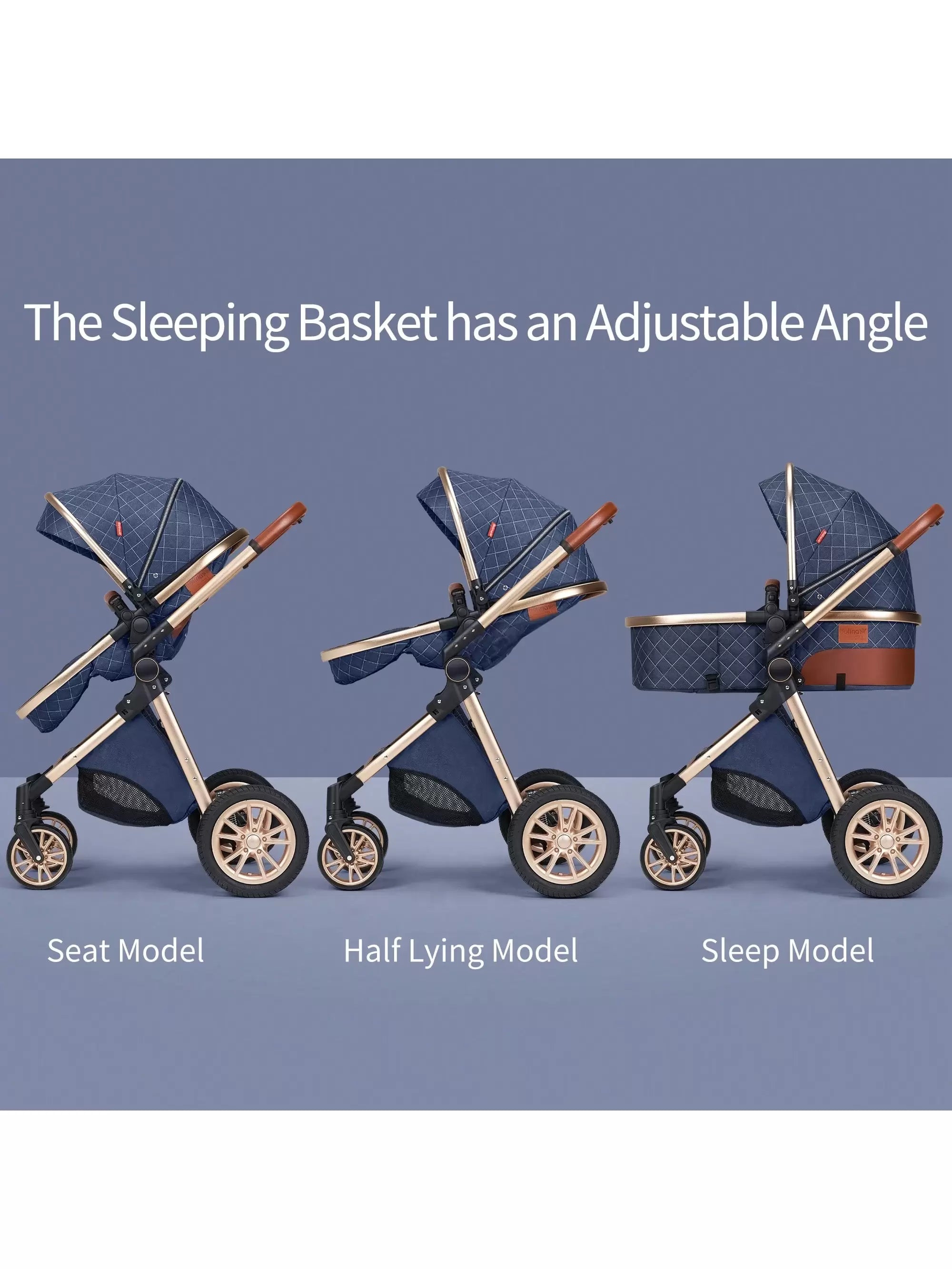 B.CHILDHOOD Baby Stroller Travel System Combo Set, Infant High Landscape Pram, Foldable Reversible Portable Stroller, Newborn Pushchair Buggy, Reclining Baby Carriage