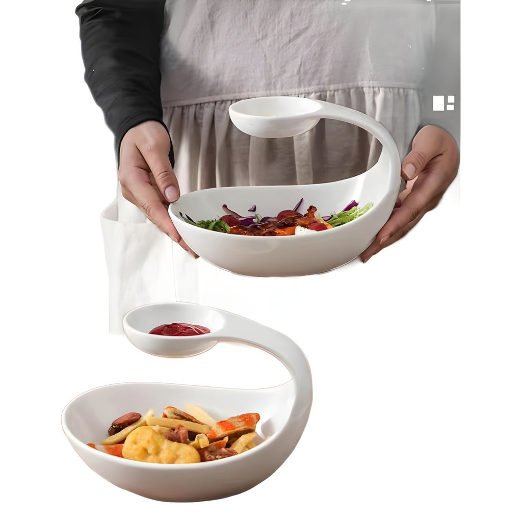 Creative Double-layer Ceramic White Irregular Fruit Bowl