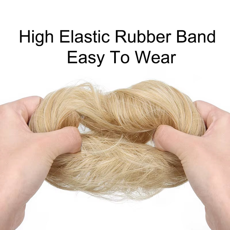 Synthetic Messy Dount Hair Buns Updo Chignon with Elastic Hair Exension for Women Daily Lazy Hair Accessories