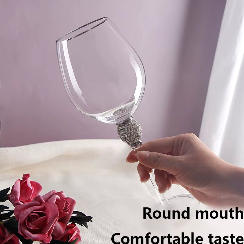 4/2Pcs Creative Silver Rimmed Wine Glasses Set Diamond Glass Cup Cocktail Glass Champagne Cup Bar Party Long Stem Wedding Goblet