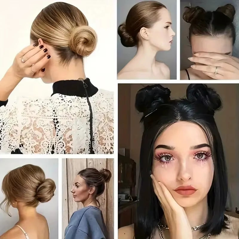 Synthetic Messy Dount Hair Buns Updo Chignon with Elastic Hair Exension for Women Daily Lazy Hair Accessories