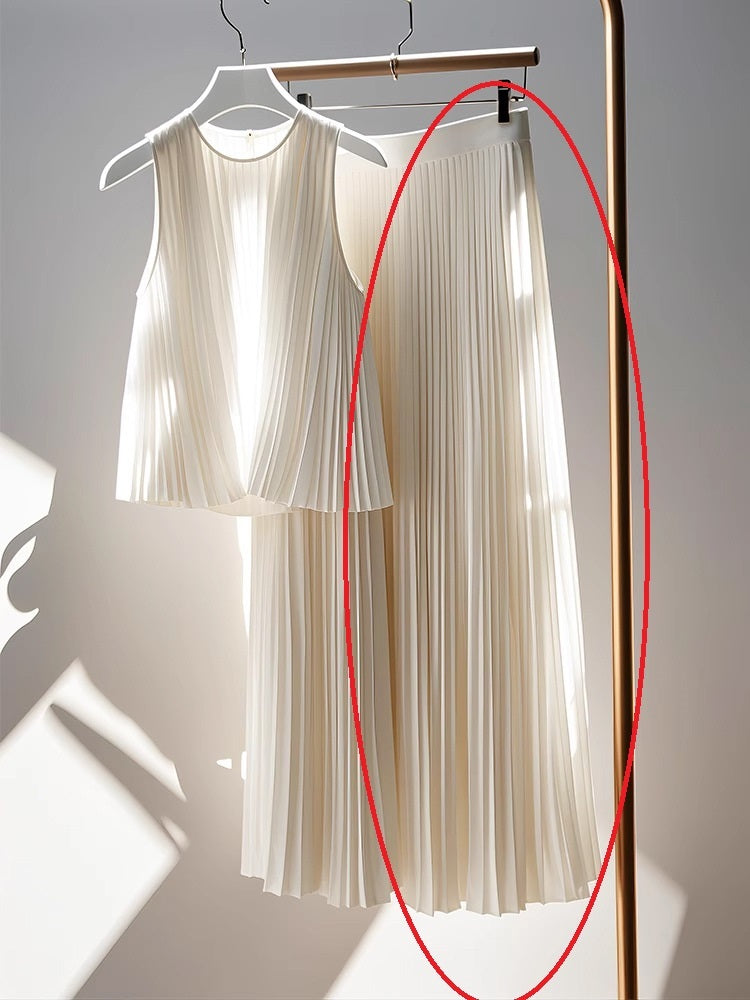 Popular White Pleated High-end Coat Skirt Two-piece Set