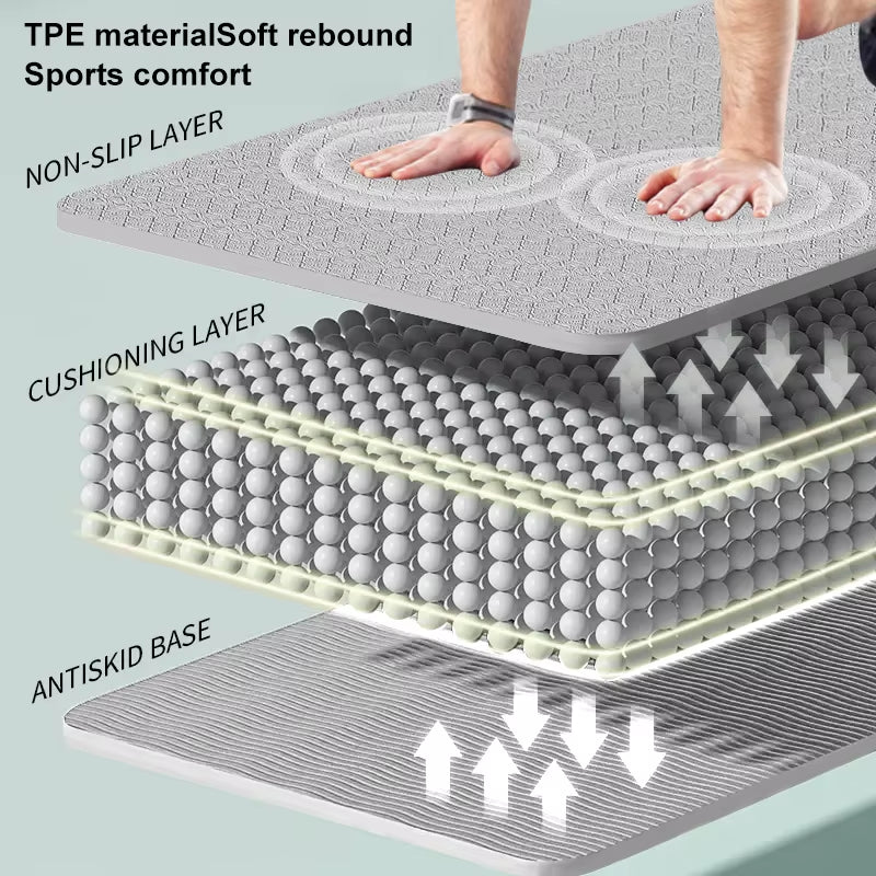 190CM Non Slip Yoga Mat Durable Gym Fitness Mat Tasteless TPE Exercise Mat for Home Stretching Floor Workout Pilates Women & Men