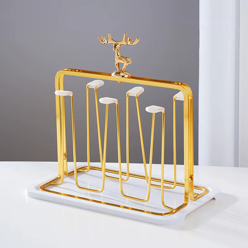 Cup Storage Rack Nordic Reindeer Decorative Iron Cups Holders Household Water Cup Storage Drain Cup Holder