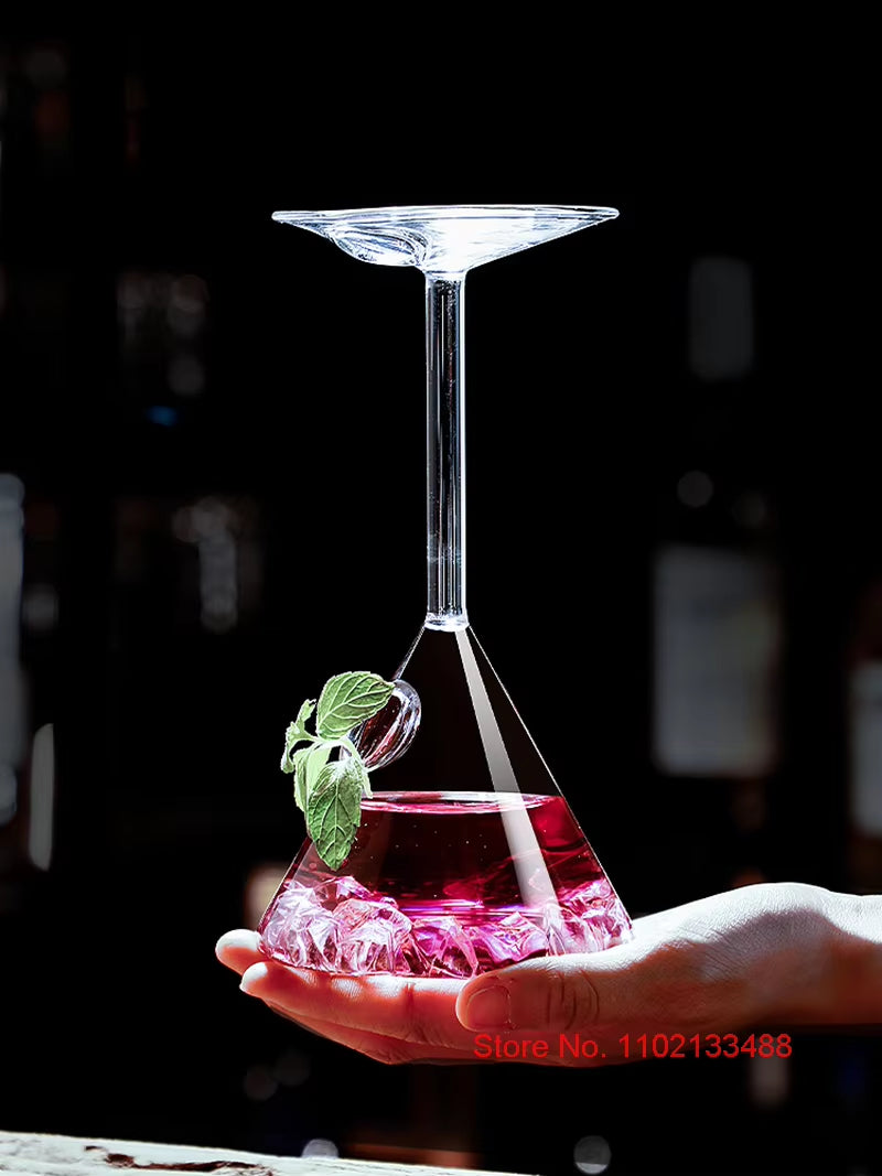 Funny Upside down Cocktail Glass Upside down Martini Cocktail Cup Inverted Juice Tumbler opposite Cocktail Glass Cup Wholesale