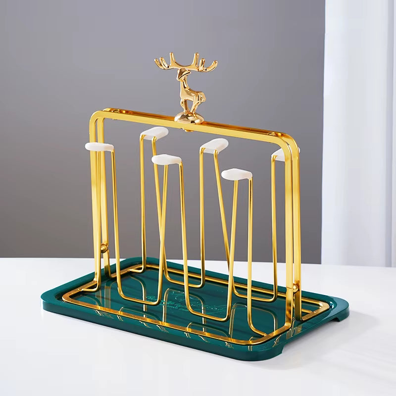 Cup Storage Rack Nordic Reindeer Decorative Iron Cups Holders Household Water Cup Storage Drain Cup Holder