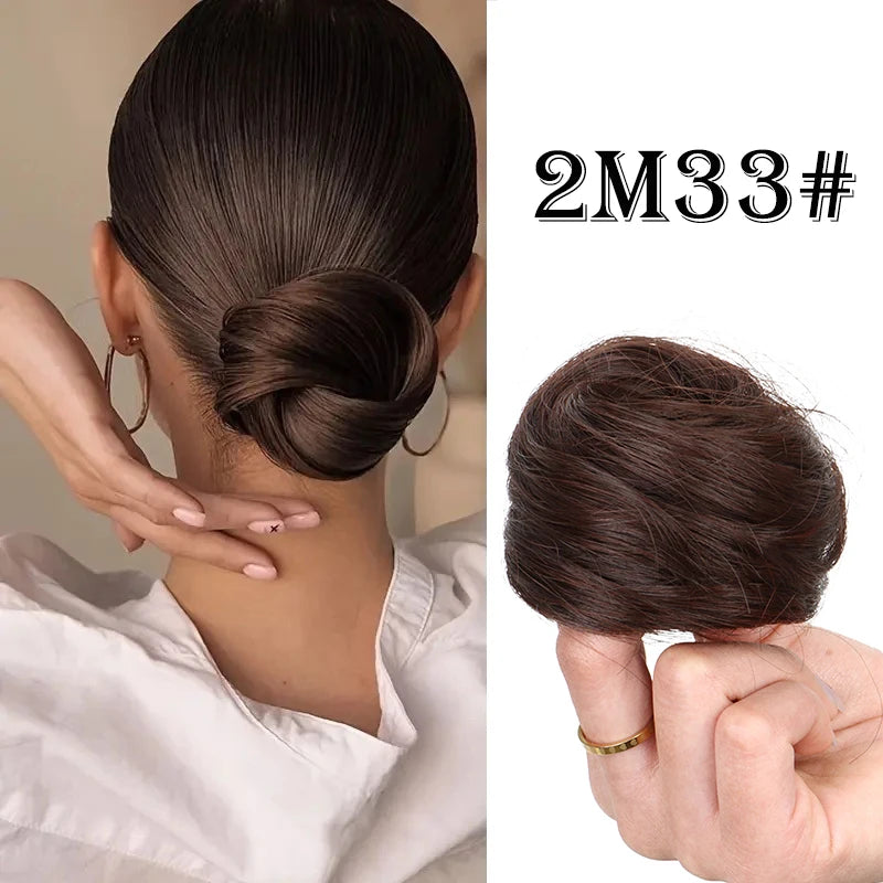 Synthetic Messy Dount Hair Buns Updo Chignon with Elastic Hair Exension for Women Daily Lazy Hair Accessories