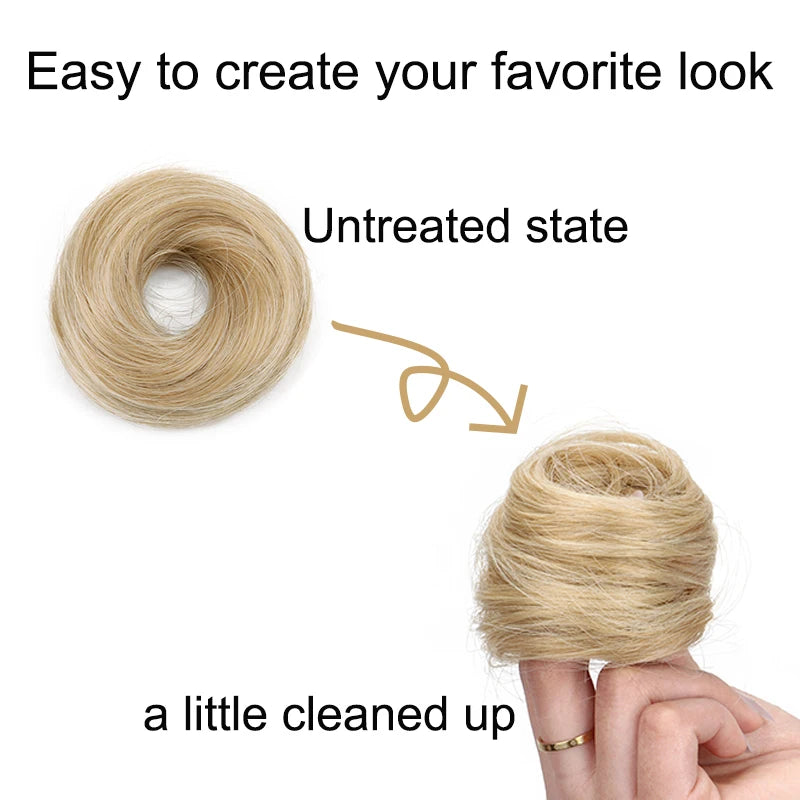 Synthetic Messy Dount Hair Buns Updo Chignon with Elastic Hair Exension for Women Daily Lazy Hair Accessories