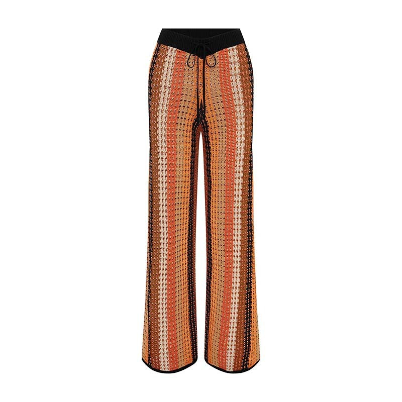 Suit Women's Knitted Vintage Stripe Trousers