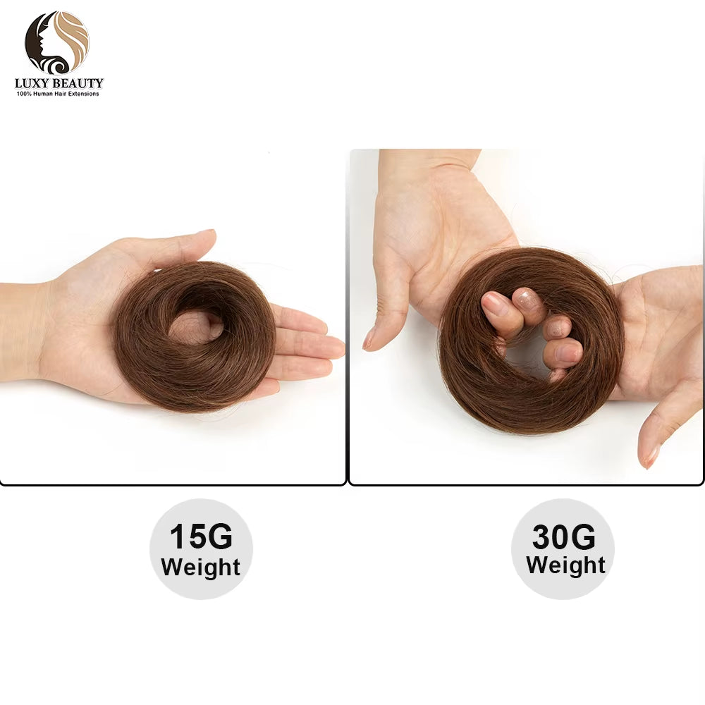 Human Hair Buns Ponytail Hairpiece Brazilian Hair Pieces Bun for Women Scrunchies Updos Donut Chignon 100% Human Hair Extensions
