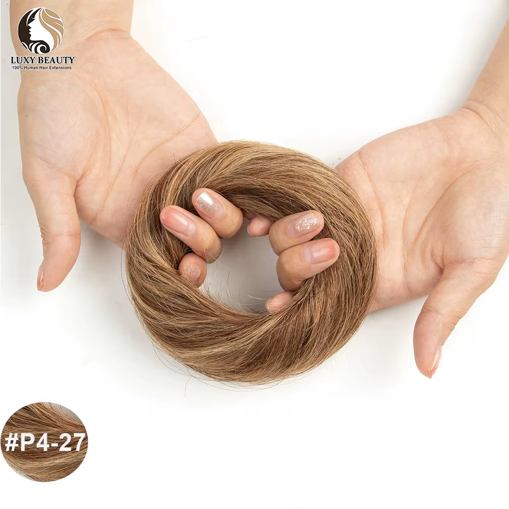 Human Hair Buns Ponytail Hairpiece Brazilian Hair Pieces Bun for Women Scrunchies Updos Donut Chignon 100% Human Hair Extensions