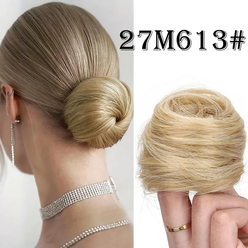 Synthetic Messy Dount Hair Buns Updo Chignon with Elastic Hair Exension for Women Daily Lazy Hair Accessories