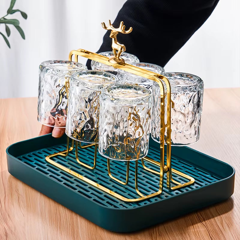 Cup Storage Rack Nordic Reindeer Decorative Iron Cups Holders Household Water Cup Storage Drain Cup Holder