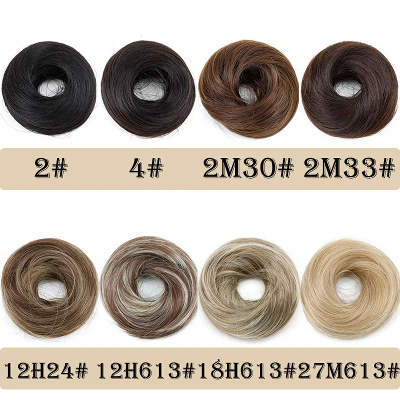 Synthetic Messy Dount Hair Buns Updo Chignon with Elastic Hair Exension for Women Daily Lazy Hair Accessories