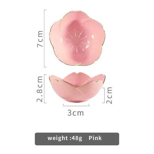 1Pcs Sakura Ceramic Seasoning Dipping Bowl Cherry Blossom Trinket Plate Sauce Porcelain Sauce Dish Plate for Condiment Kitchen