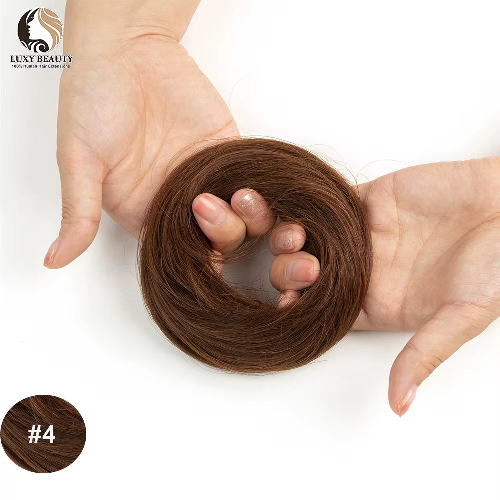 Human Hair Buns Ponytail Hairpiece Brazilian Hair Pieces Bun for Women Scrunchies Updos Donut Chignon 100% Human Hair Extensions