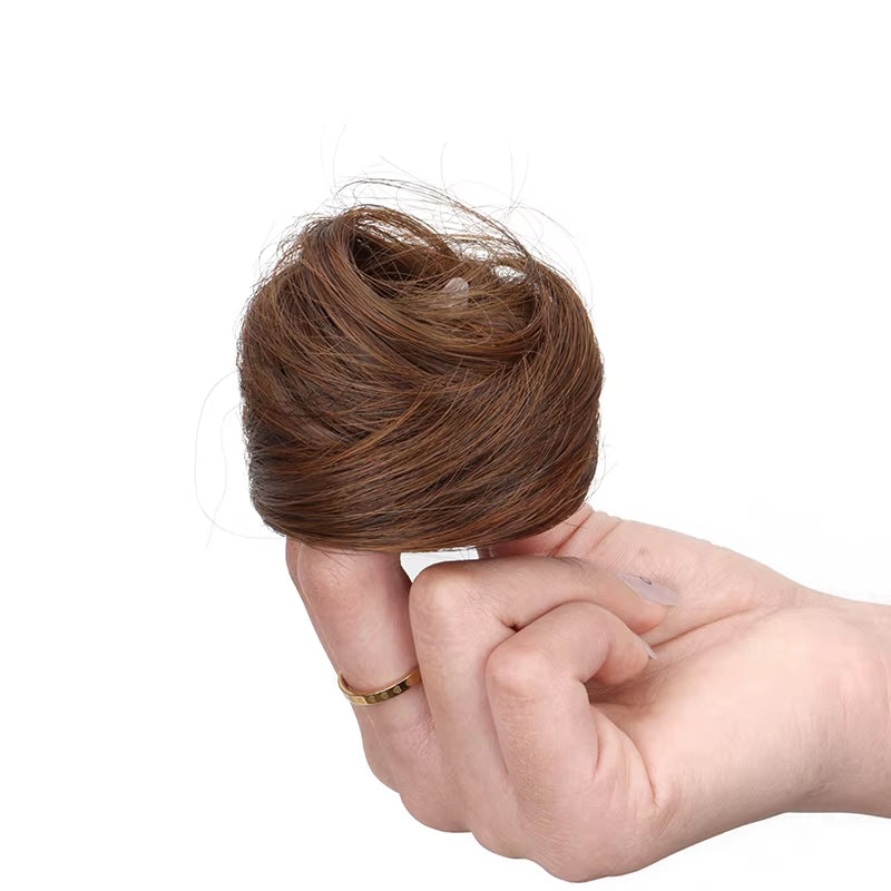 Synthetic Elastic Messy Bun Hairpieces Curly Scrunchie Black Blonde Brown Chignon Band Updo Donut for Women Fake Hair
