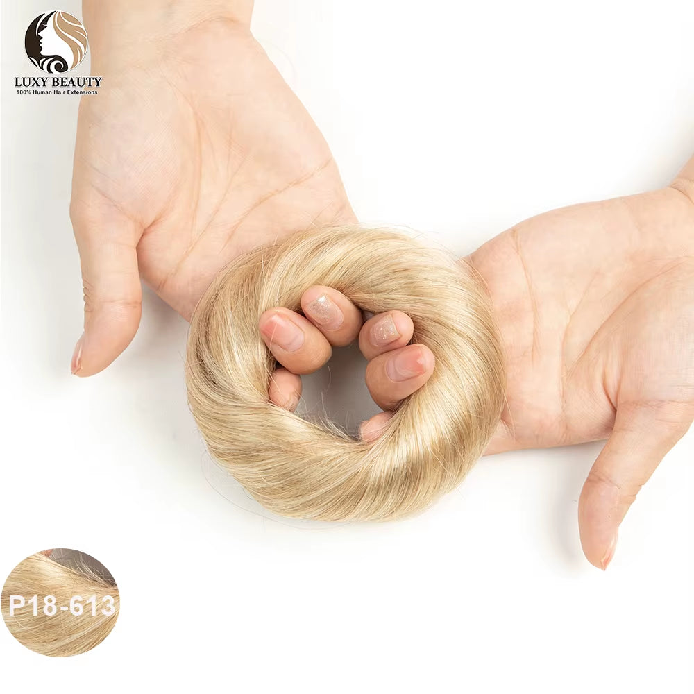 Human Hair Buns Ponytail Hairpiece Brazilian Hair Pieces Bun for Women Scrunchies Updos Donut Chignon 100% Human Hair Extensions