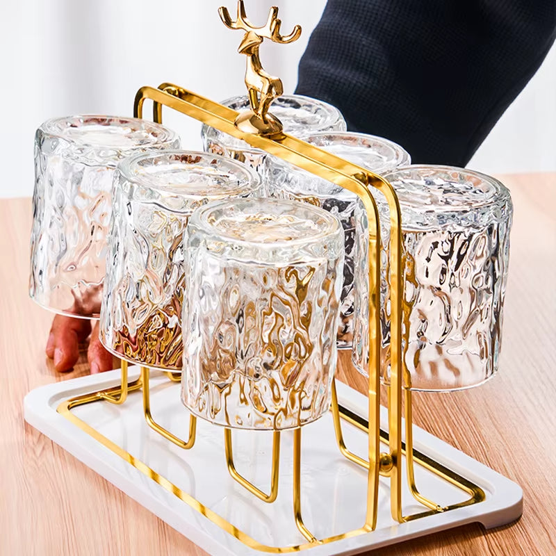 Cup Storage Rack Nordic Reindeer Decorative Iron Cups Holders Household Water Cup Storage Drain Cup Holder
