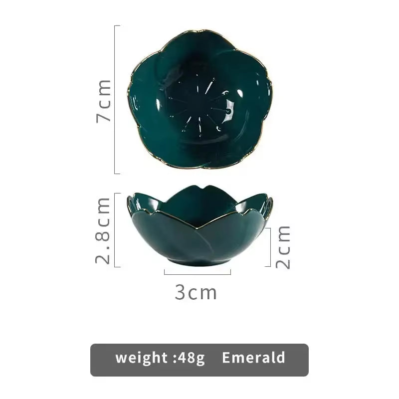 1Pcs Sakura Ceramic Seasoning Dipping Bowl Cherry Blossom Trinket Plate Sauce Porcelain Sauce Dish Plate for Condiment Kitchen
