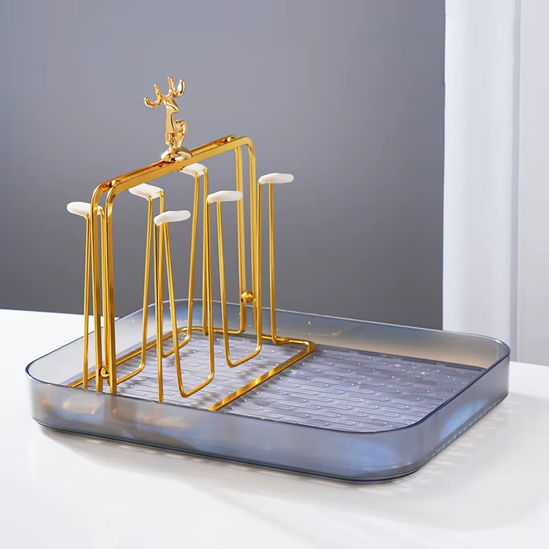 Cup Storage Rack Nordic Reindeer Decorative Iron Cups Holders Household Water Cup Storage Drain Cup Holder