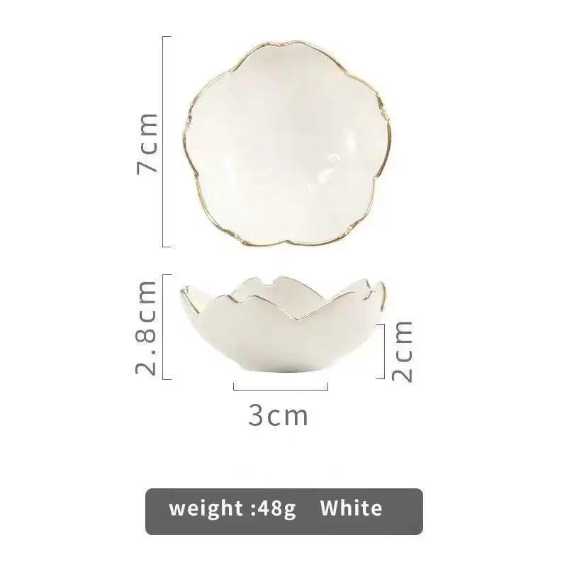 1Pcs Sakura Ceramic Seasoning Dipping Bowl Cherry Blossom Trinket Plate Sauce Porcelain Sauce Dish Plate for Condiment Kitchen