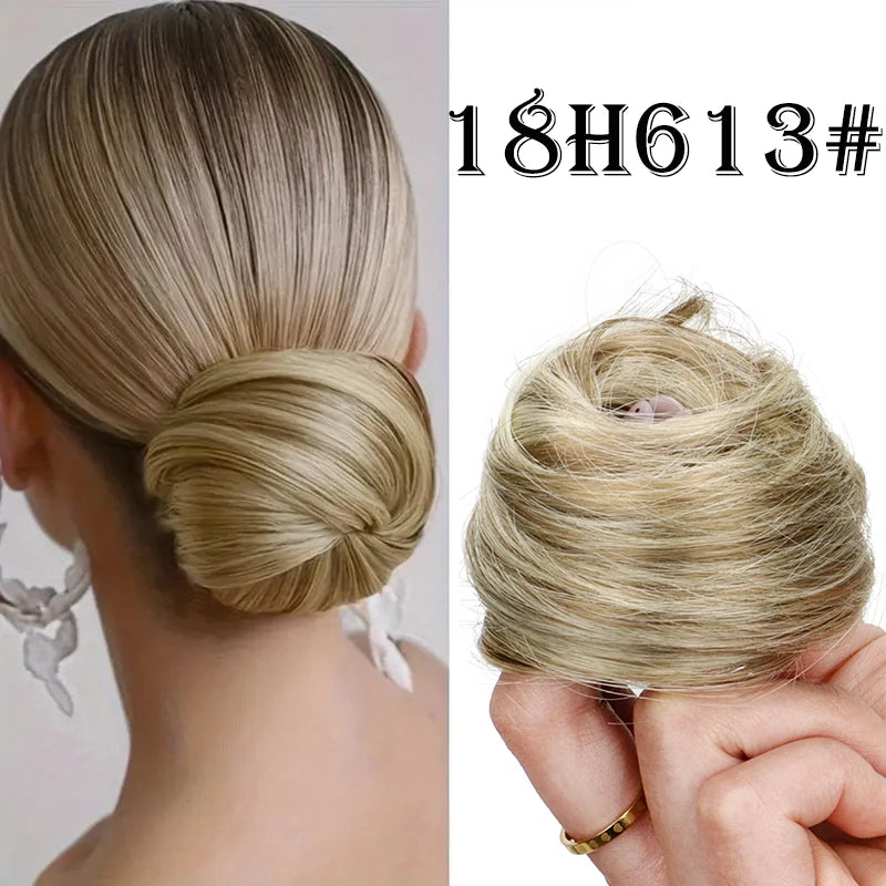 Synthetic Messy Dount Hair Buns Updo Chignon with Elastic Hair Exension for Women Daily Lazy Hair Accessories