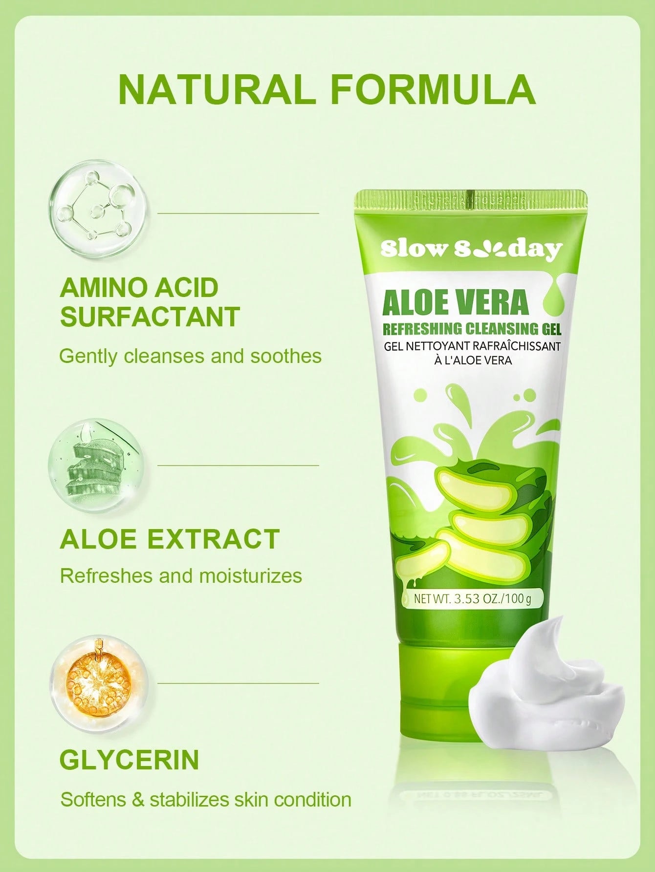 SLOWSUNDAYTM Aloe Vera Exfoliating Gel , Peeling Gel, Facial Cleansing Dead Skin Exfoliating Gel, within 92% Natural Aloe
