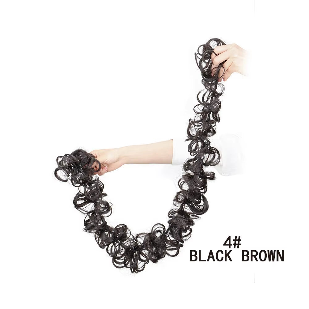 Synthetic Messy Scrunchies Elastic Hair Band Women'S Wavy Hair Buns Long DIY Chignon Black Brown Buns Hairpiece for Women