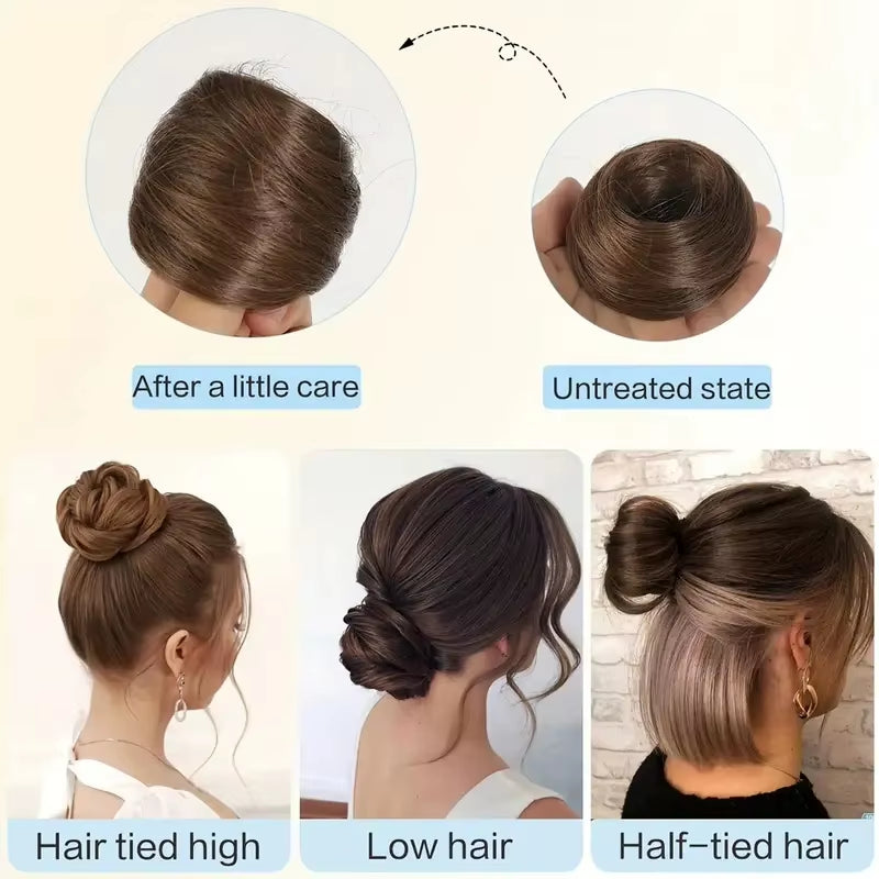 Synthetic Elastic Messy Bun Hairpieces Curly Scrunchie Black Blonde Brown Chignon Band Updo Donut for Women Fake Hair