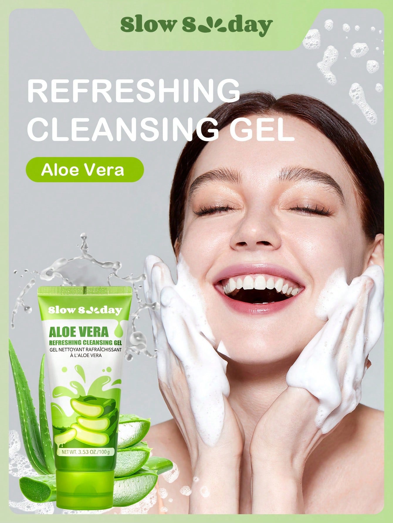 SLOWSUNDAYTM Aloe Vera Exfoliating Gel , Peeling Gel, Facial Cleansing Dead Skin Exfoliating Gel, within 92% Natural Aloe