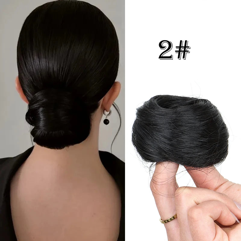 Synthetic Messy Dount Hair Buns Updo Chignon with Elastic Hair Exension for Women Daily Lazy Hair Accessories