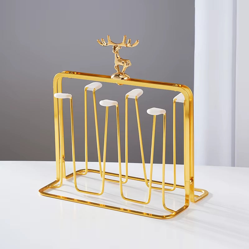 Cup Storage Rack Nordic Reindeer Decorative Iron Cups Holders Household Water Cup Storage Drain Cup Holder