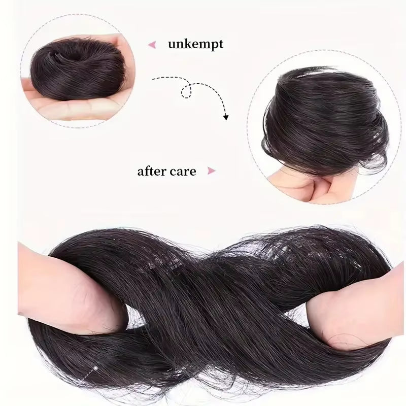Synthetic Elastic Messy Bun Hairpieces Curly Scrunchie Black Blonde Brown Chignon Band Updo Donut for Women Fake Hair