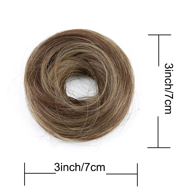 Synthetic Elastic Messy Bun Hairpieces Curly Scrunchie Black Blonde Brown Chignon Band Updo Donut for Women Fake Hair