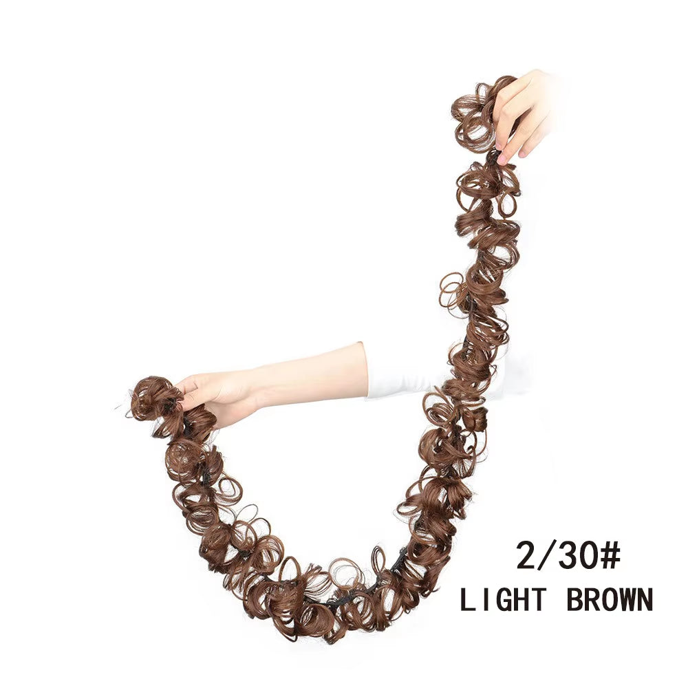 Synthetic Messy Scrunchies Elastic Hair Band Women'S Wavy Hair Buns Long DIY Chignon Black Brown Buns Hairpiece for Women