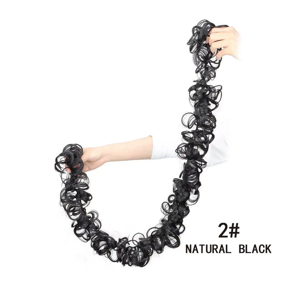 Synthetic Messy Scrunchies Elastic Hair Band Women'S Wavy Hair Buns Long DIY Chignon Black Brown Buns Hairpiece for Women